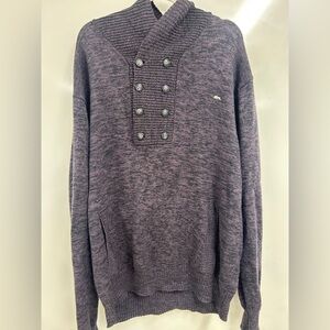 0010 A. Tiziano Long Sleeve Shawl Neck Sweater Size XXL  Gray Purple